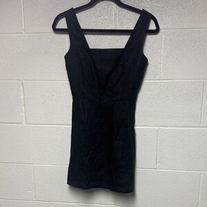 Reformation Celosia Black Linen Mini Dress